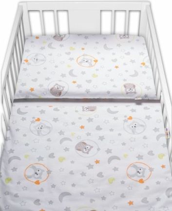 Baby Nellys 2-dílné bavlněné povlečení Sovičky - bílá, Velikost povlečení 120x90 - obrázek 1