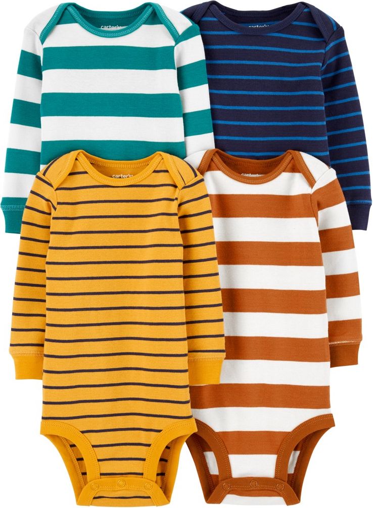 CARTER'S Body dl. rukáv Stripes chlapec 4ks NB /vel.56 - obrázek 1