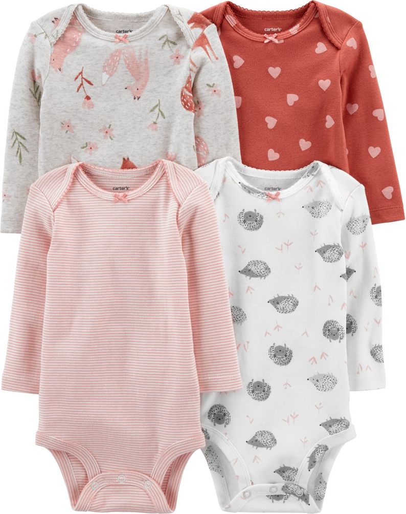 CARTER'S Body dl. rukáv Brown Pink dívka 4ks NB /vel.56 - obrázek 1