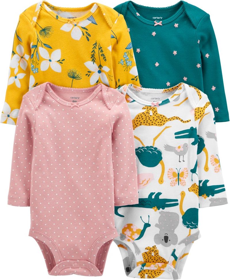 CARTER'S Body dl. rukáv Floral dívka 4ks NB /vel.56 - obrázek 1