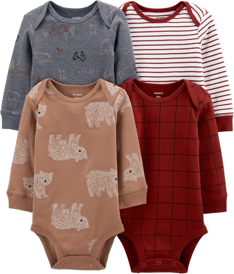 CARTER'S Body dl. rukáv Bear chlapec LBB 4ks 3m - obrázek 1