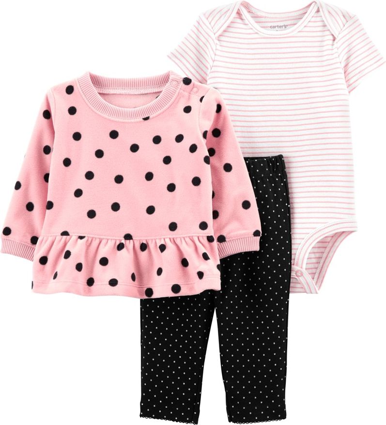 CARTER'S Set 3dílný mikina, legíny, body kr. rukáv Pink Black dívka 12m - obrázek 1