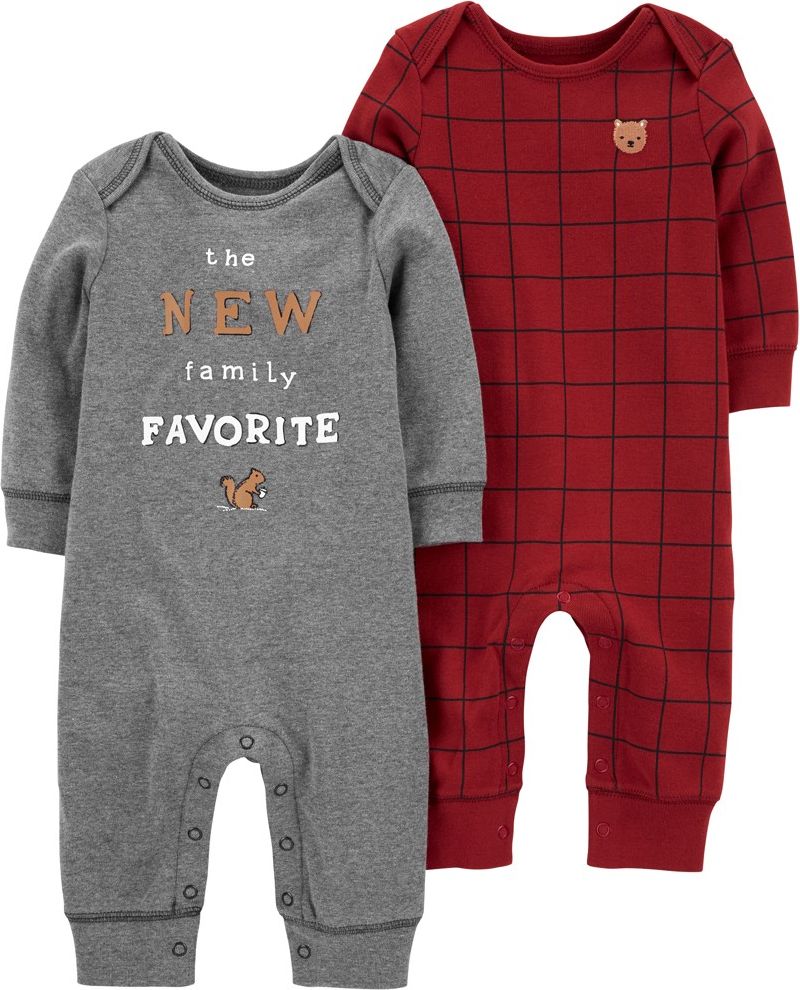 CARTER'S Overal bez nožiček Red Grey chlapec LBB 2ks 6m - obrázek 1