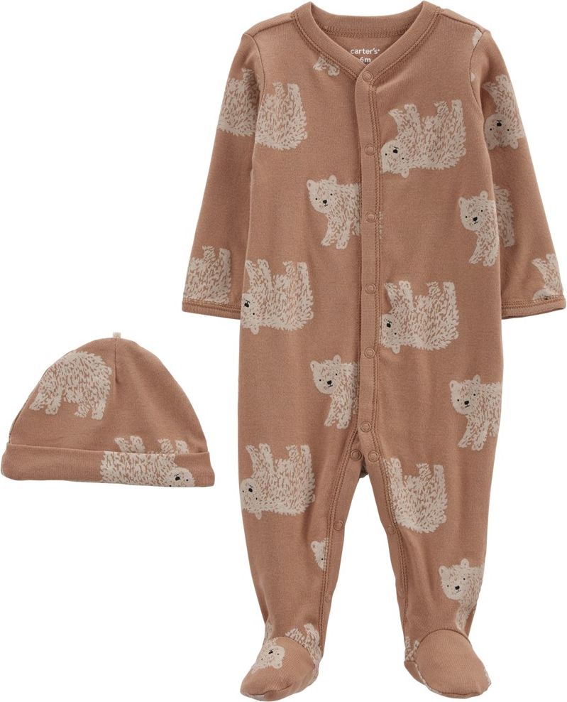 CARTER'S Set 2dílný overal na druky, čepice Brown Bear chlapec LBB 6m - obrázek 1