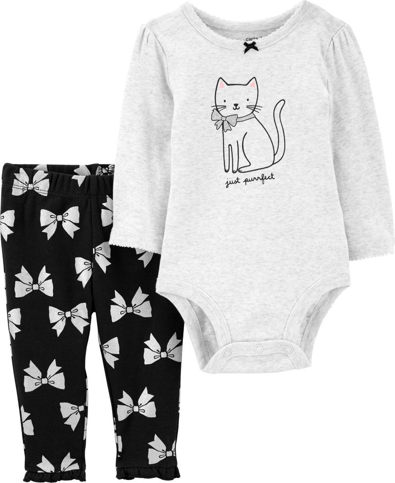 CARTER'S Set 2dílný body dl. rukáv, legíny Grey Kitty dívka 6m - obrázek 1