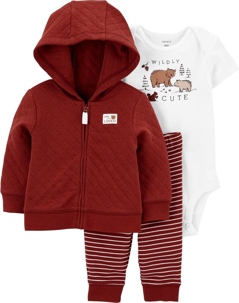 CARTER'S Set 3dílný body kr. rukáv, tepláky, mikina Burgundy chlapec LBB NB /vel.56 - obrázek 1