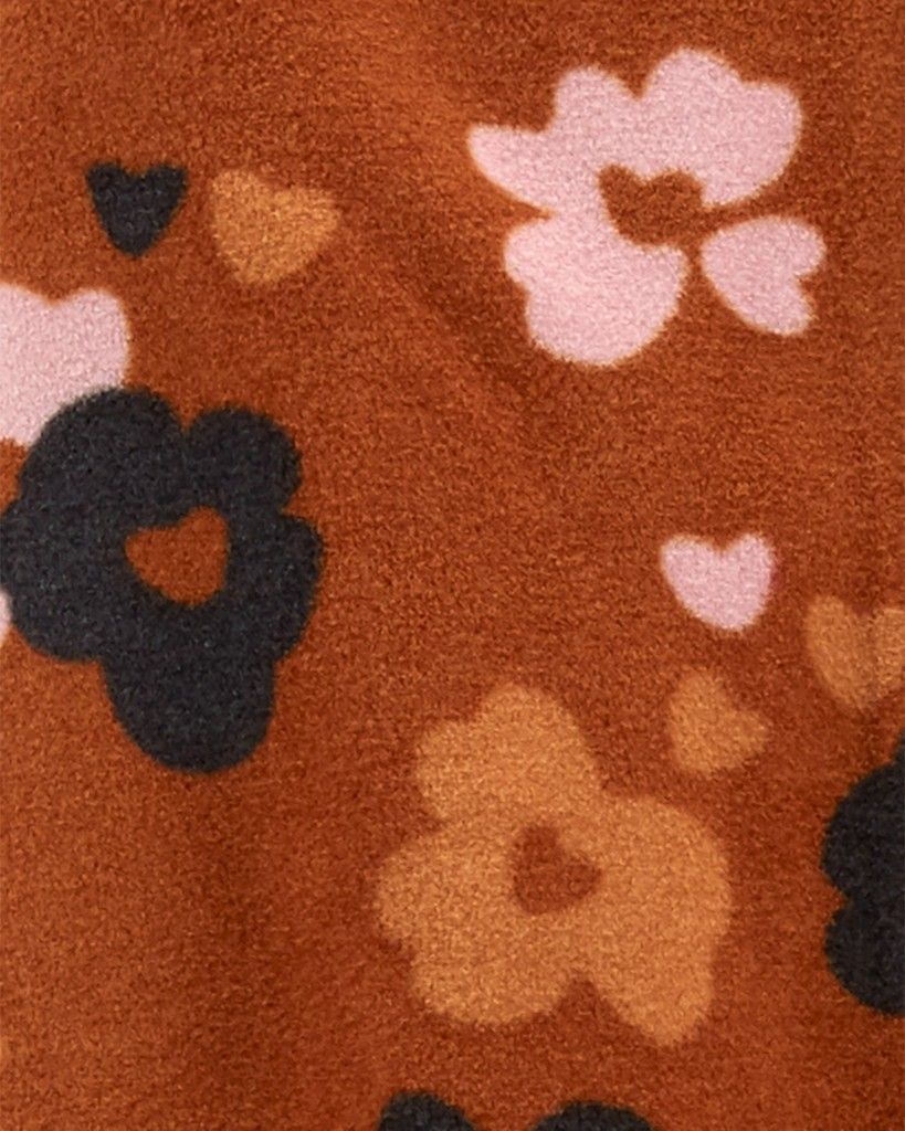 CARTER'S Overal na zip fleece Brown Flowers dívka 3m - obrázek 2