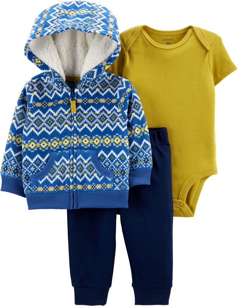 CARTER'S Set 3dílný mikina, tepláky, body kr. rukáv Blue Patterns chlapec 3m - obrázek 1