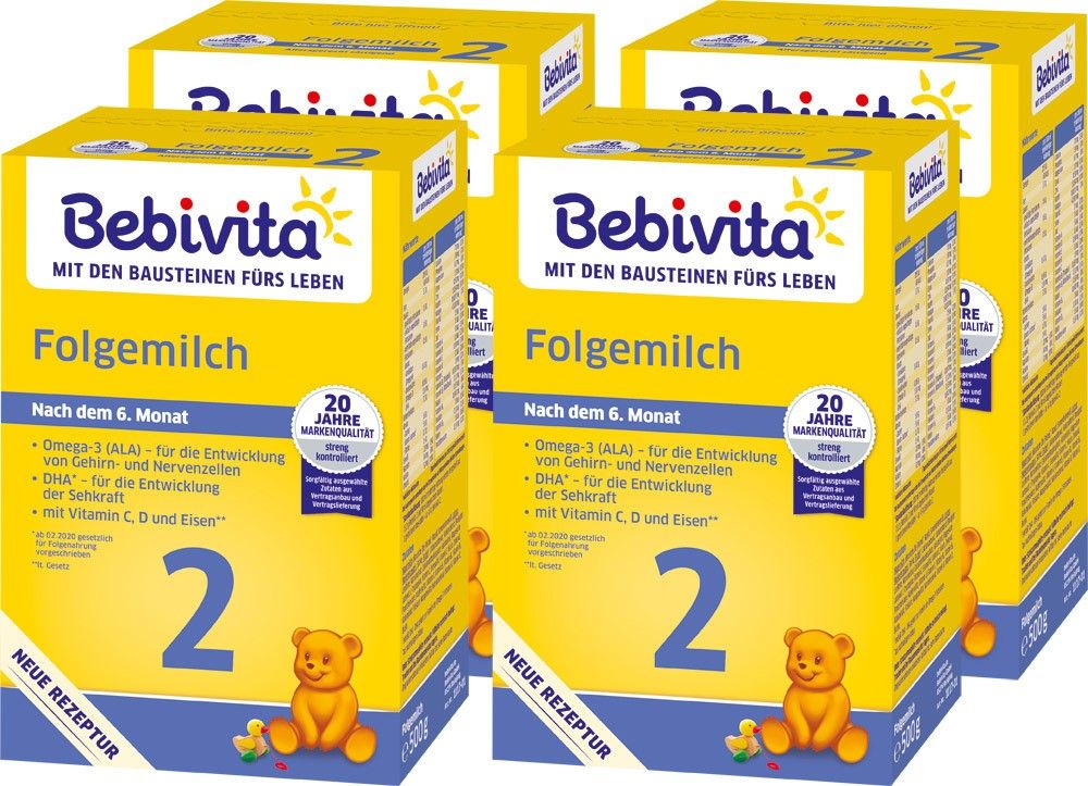 4x BEBIVITA Mléko 2 Instantní pokračovací mléčná výživa od uk. 6. měsíce, 500 g - obrázek 1