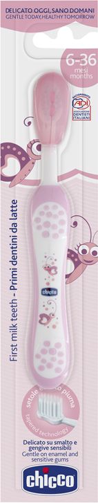 CHICCO Kartáček zubní pro děti My first milk teeth růžový 6m+ - obrázek 2