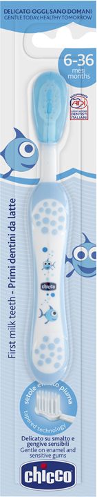 CHICCO Kartáček zubní pro děti My first milk teeth modrý 6m+ - obrázek 2