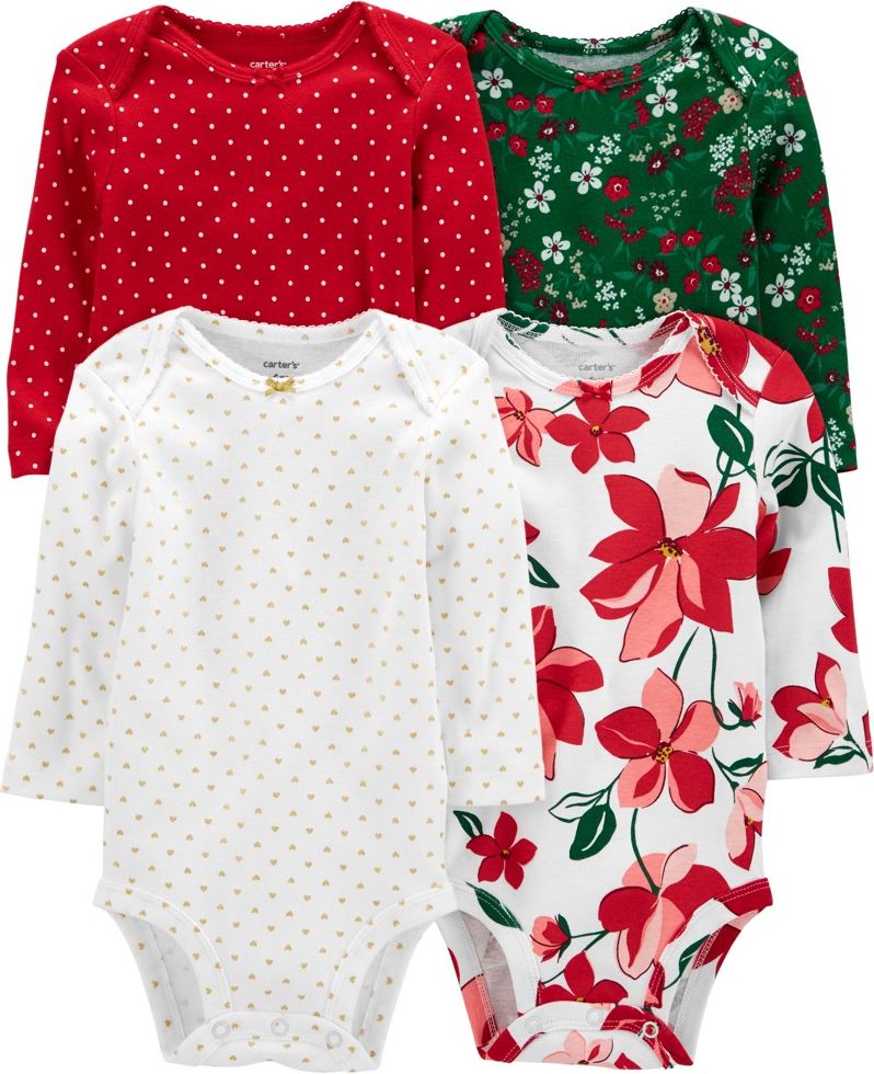 CARTER'S Body dl. rukáv Red Green dívka 4ks 3m - obrázek 1