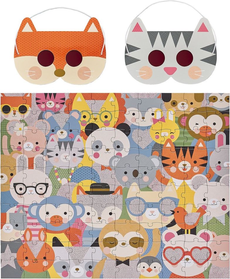 Petitcollage Puzzle zvířátka 100 ks s 3D brýlemi - obrázek 2