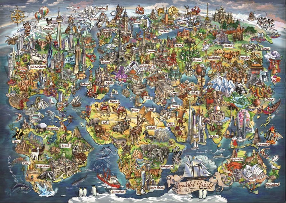 AnaTolian Puzzle Úžasná mapa světa 3000 dílků - obrázek 1