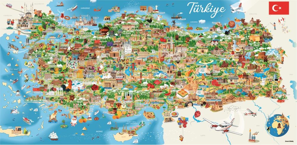 AnaTolian Panoramatické puzzle Mapa Turecka 1500 dílků - obrázek 1
