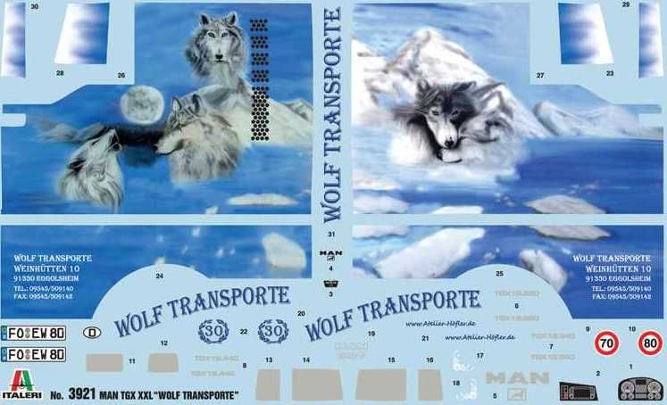 ITALERI Model Kit truck 3921 - MAN TGX XXL “WOLF TRANSPORTE” (1:24) - obrázek 8