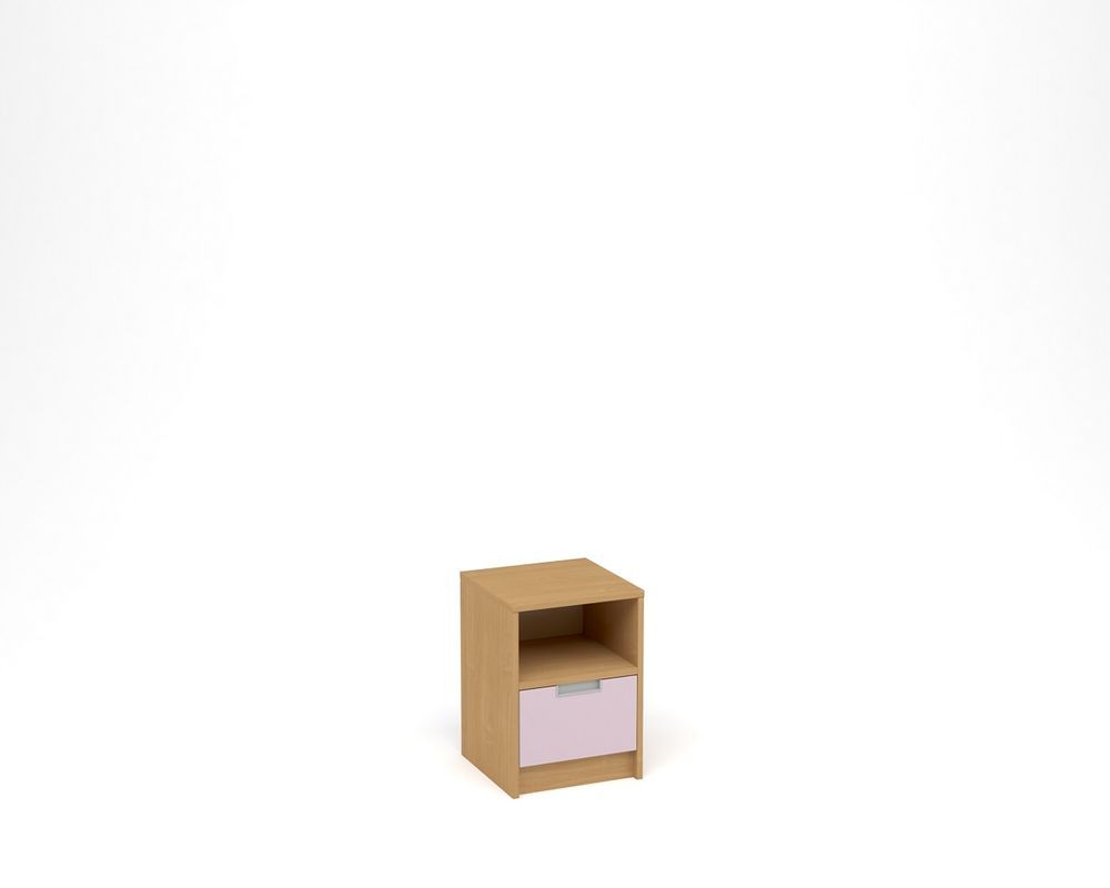 ANTERIA Noční stolek, 1 zásuvka s nikou, buk/levand - obrázek 1