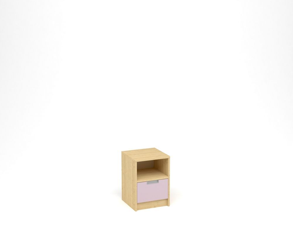 ANTERIA Noční stolek, 1 zásuvka s nikou, javor/levand - obrázek 1