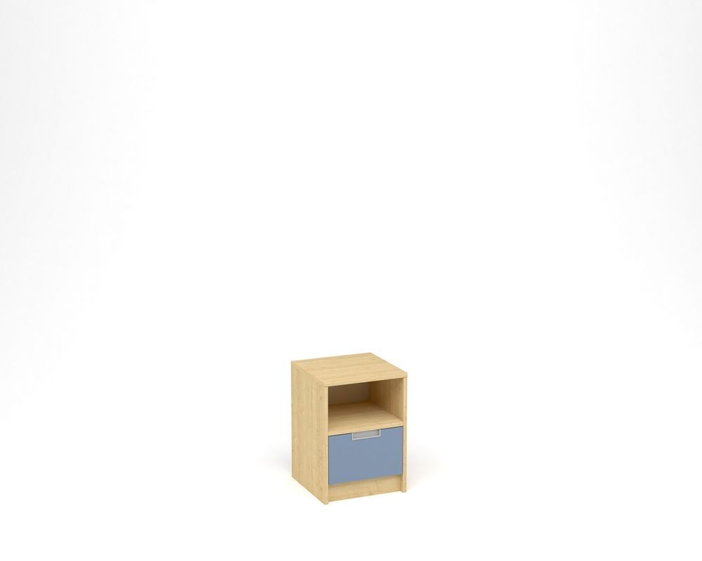 ANTERIA Noční stolek, 1 zásuvka s nikou, javor/modrá - obrázek 1