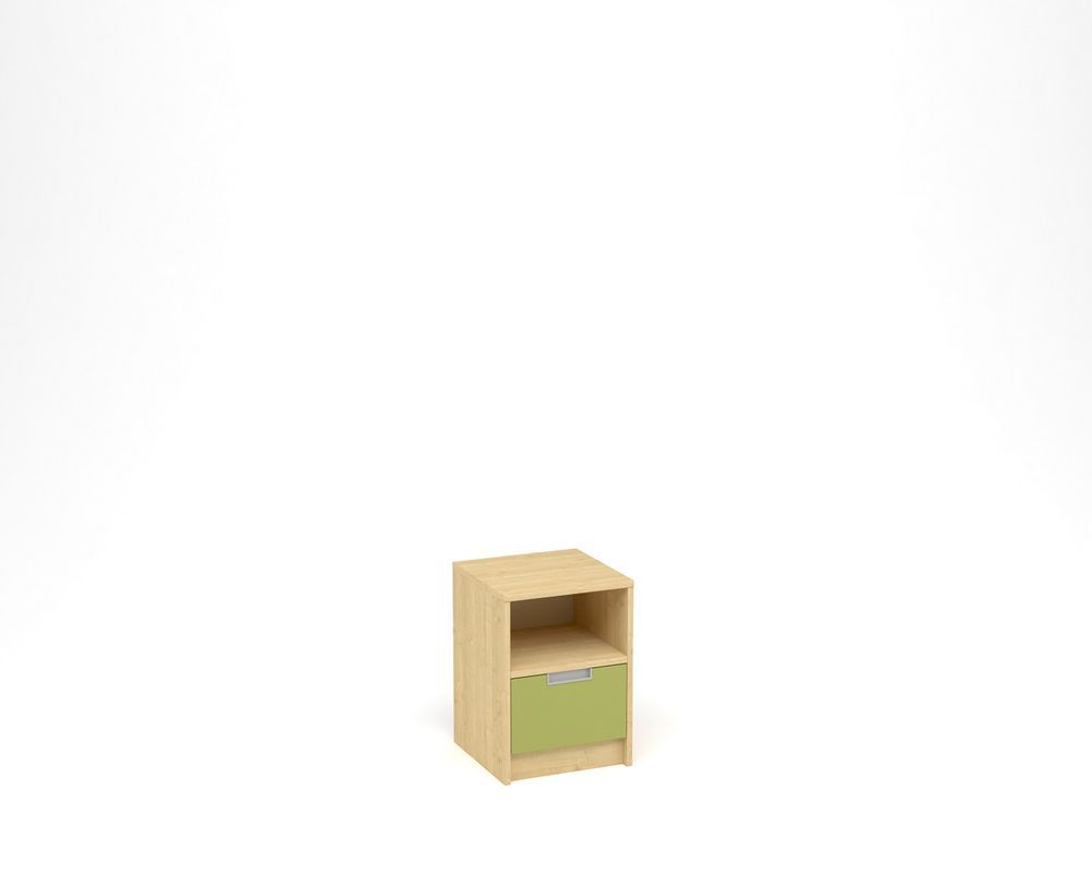 ANTERIA Noční stolek, 1 zásuvka s nikou, javor/zelená - obrázek 1