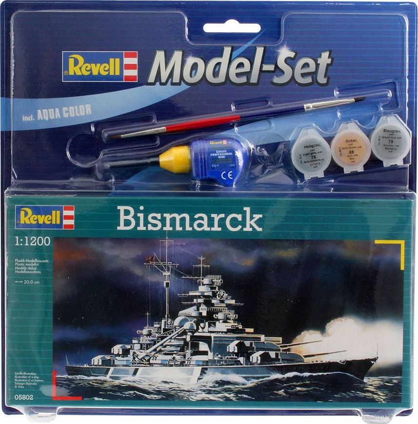 REVELL ModelSet loď 65802 - Bismarck (1:1200) - obrázek 4