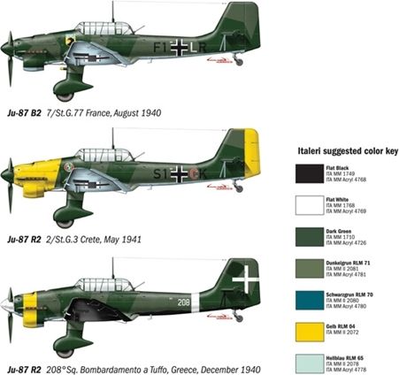 ITALERI Model Kit letadlo 1292 - JU-87 B-2/R-2 STUKA (1:72) - obrázek 3