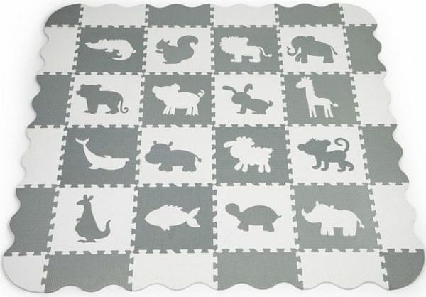 iMex Toys Vzdělávací pěnová podložka puzzle zvířátka šedá/krémová - obrázek 1