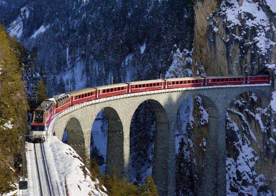 RAVENSBURGER Puzzle Viadukt Landwasser 1000 dílků - obrázek 1