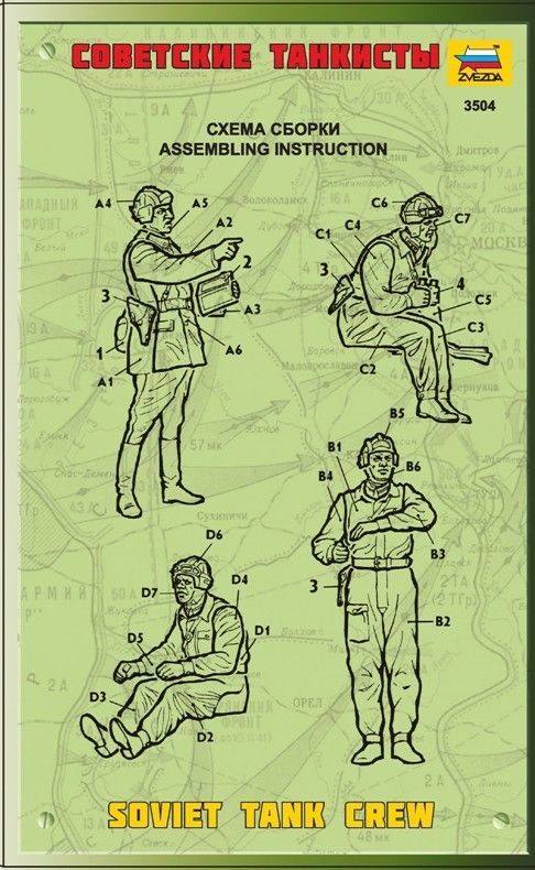 ZVEZDA Model Kit figurky 3504 - Soviet Tank Crew (1:35) - obrázek 3