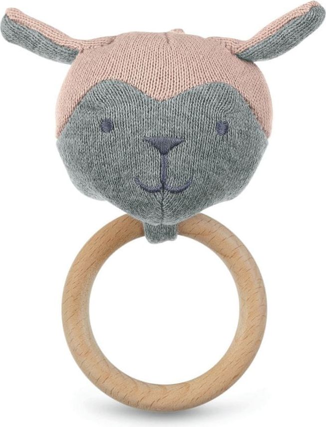 Sterntaler GOTS hračka ovečka pískací do ruky kroužek pletená 12,5 cm růžová 3331980 - obrázek 1