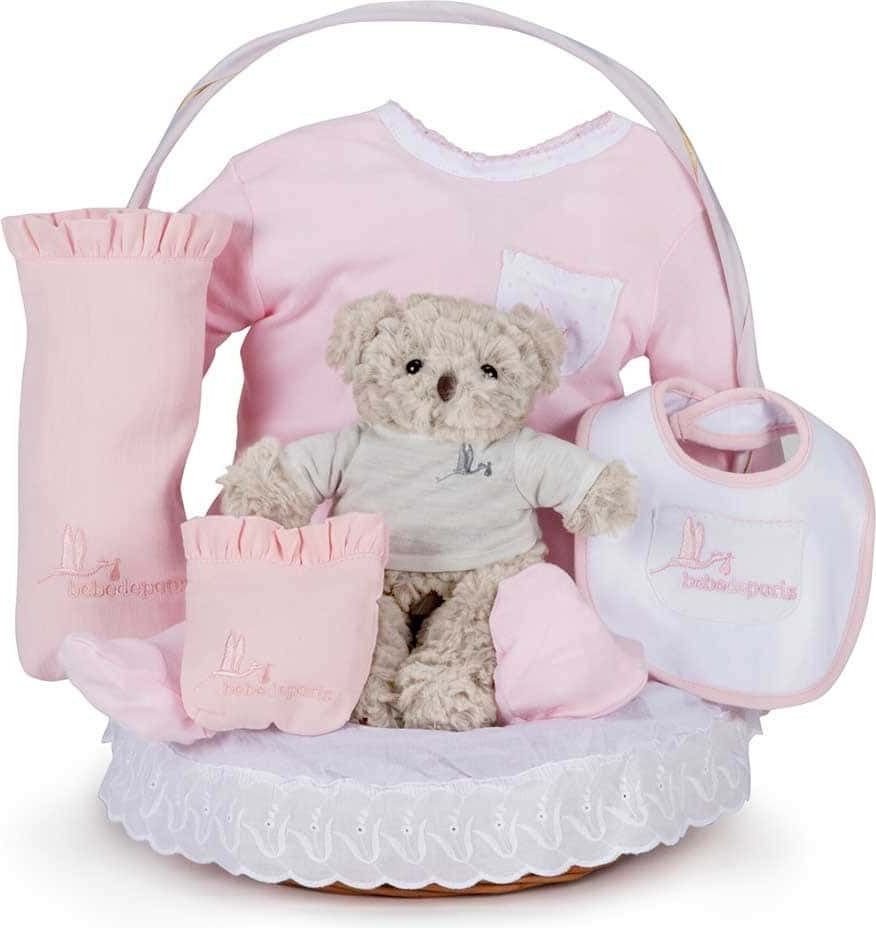 Bebé de París Dárkový košík s výbavičkou - růžový - obrázek 1