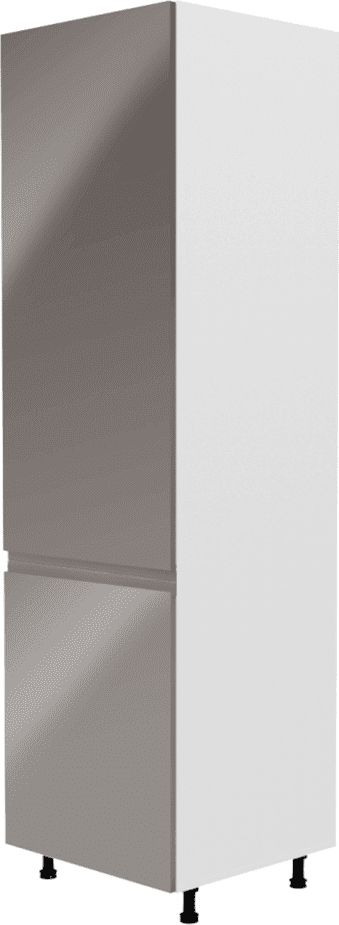KONDELA Tempo Kondela Skříňka na lednici, bílá / šedá extra vysoký lesk, levá, AURORA D60ZL - obrázek 1
