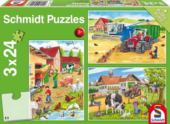 SCHMIDT Puzzle Na farmě 3x24 dílků - obrázek 1