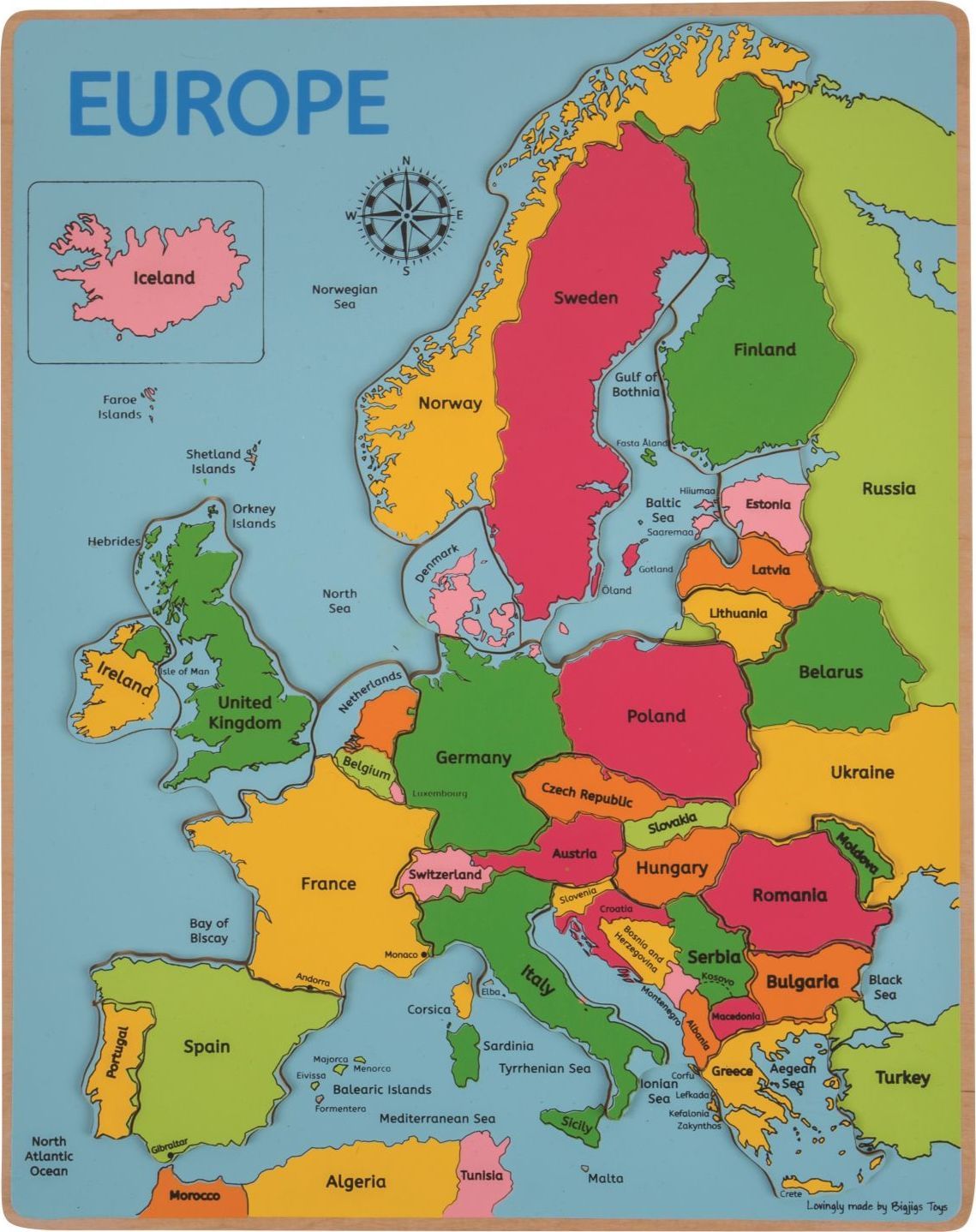 Bigjigs Toys Dřevěné puzzle mapa Evropy 25dílků - obrázek 1