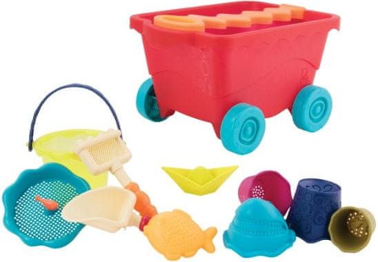 B. Toys Vozík s hračkami na písek červený - obrázek 1