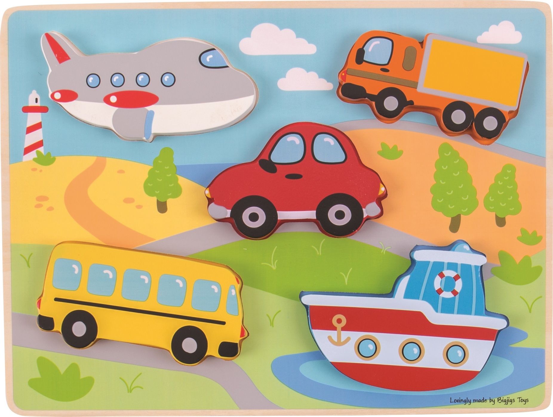 Bigjigs Toys Vkládací puzzle dopravní prostředky - obrázek 1