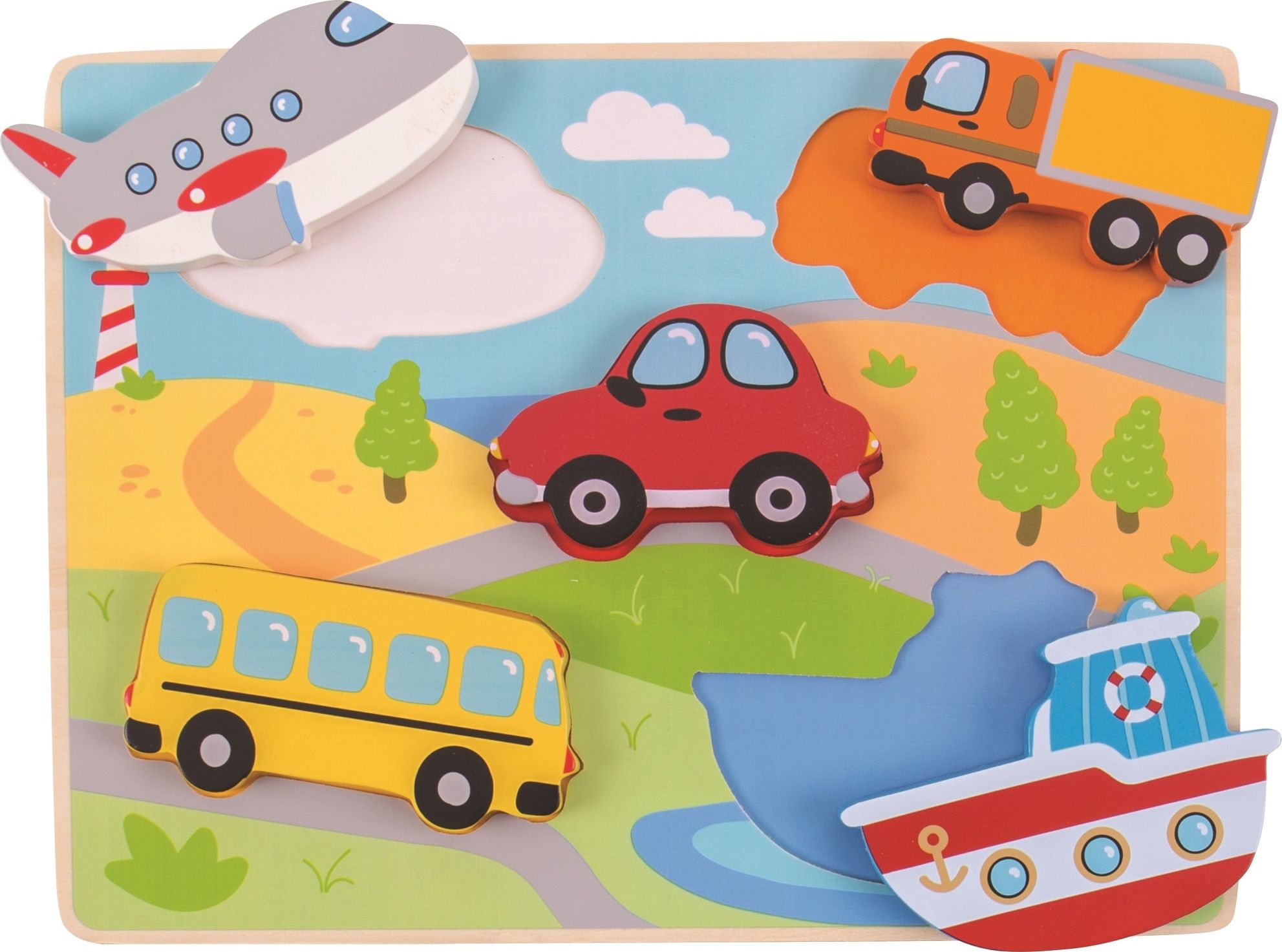 Bigjigs Toys Vkládací puzzle dopravní prostředky - obrázek 2