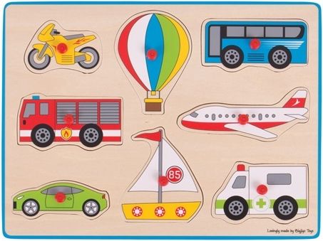 Bigjigs Toys Vkládací puzzle dopravní prostředky - obrázek 1