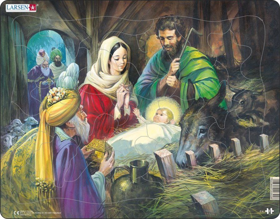 LARSEN Puzzle Narození Ježíška 33 dílků - obrázek 1