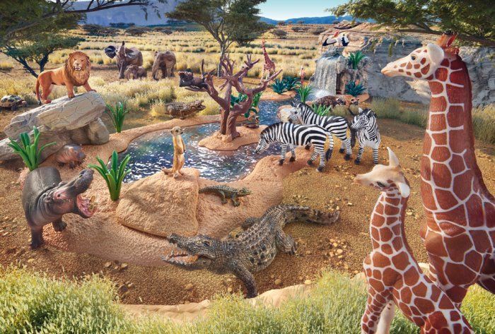 SCHMIDT Puzzle Schleich U napajedla 60 dílků + figurky Schleich - obrázek 2