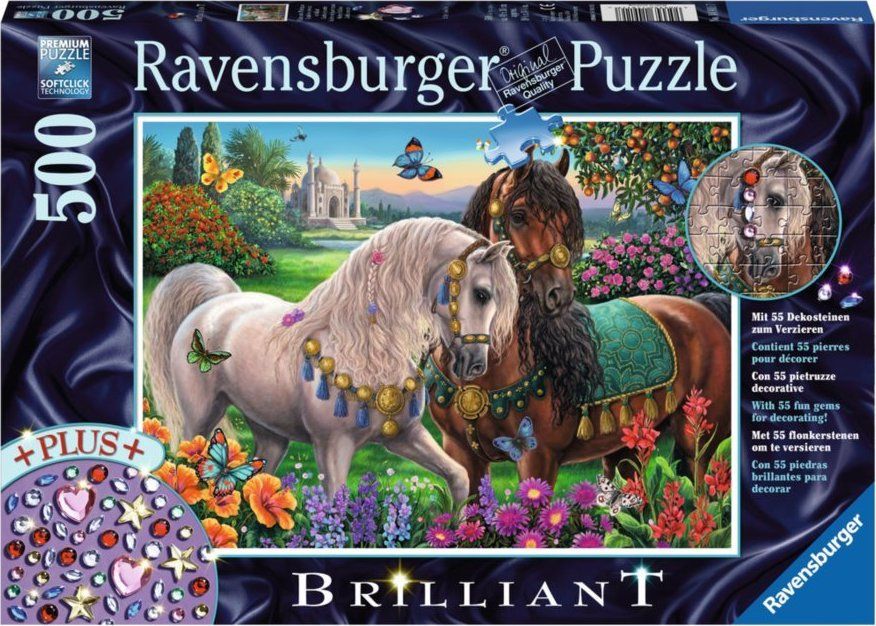 RAVENSBURGER Puzzle s drahokamy Zdobení hřebci 500 dílků - obrázek 1