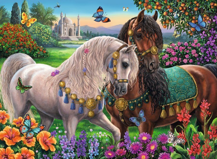 RAVENSBURGER Puzzle s drahokamy Zdobení hřebci 500 dílků - obrázek 2