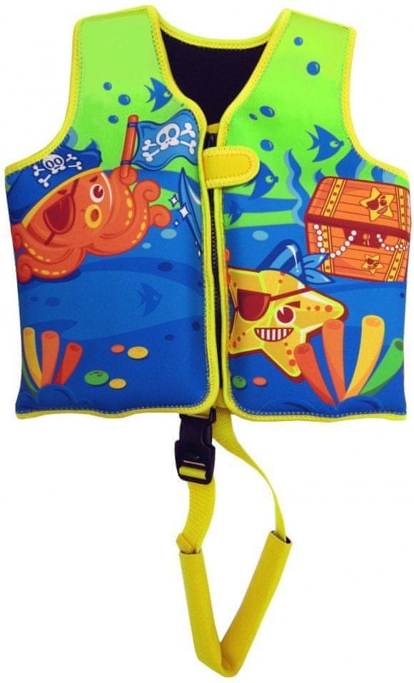 HolidaySport Dětská neoprenová plovací vesta Neo Splash Pirates žlutá 18-30 kg - obrázek 1