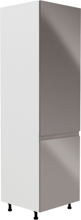 KONDELA Tempo Kondela Skříňka na lednici, bílá / šedá extra vysoký lesk, pravá, AURORA D60ZL - obrázek 1