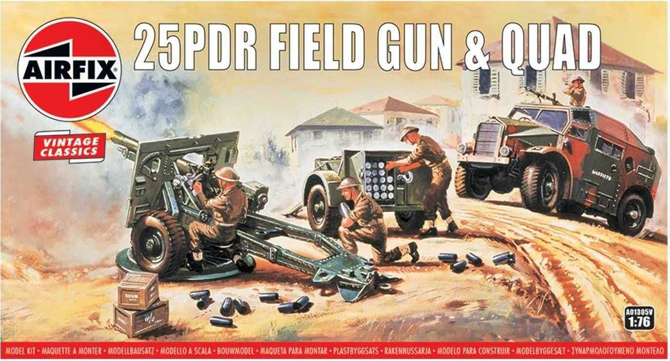 AIRFIX Classic Kit VINTAGE military A01305V - 25pdr Field Gun & Quad (1:76) - obrázek 1