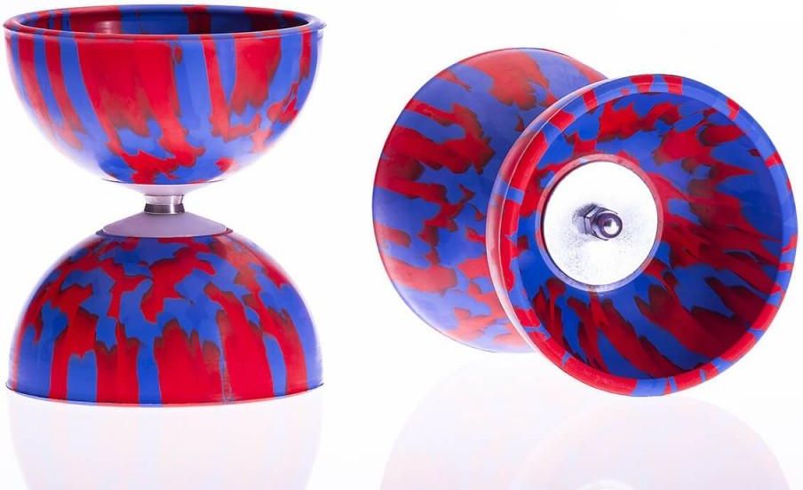 Sada diabolo Multicolor + sklolaminátové hůlky, červená/modrá - obrázek 1