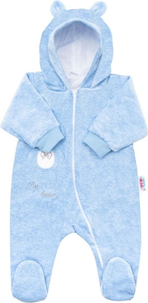 NEW BABY Kojenecký semiškový overal s kapucí New Baby Sweetheart modrý - obrázek 1
