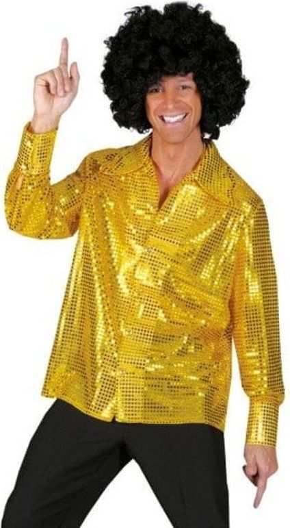 funny fashion Pánský kostým Disco košile zlatá 52-54 - obrázek 1