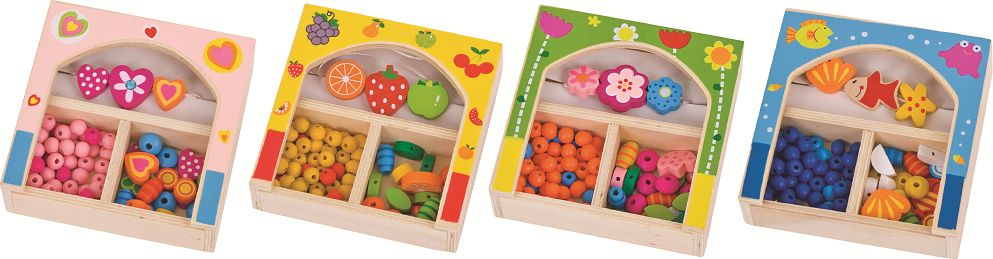 Navlékací perle - Set korálků mix malý, 1ks (Bigjigs) - obrázek 3