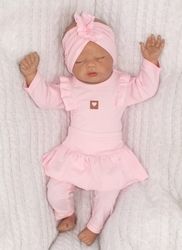 Souprava kojenecká 3-dílná bavlna - S ČELENKOU TURBAN růžová - vel.86 - obrázek 3